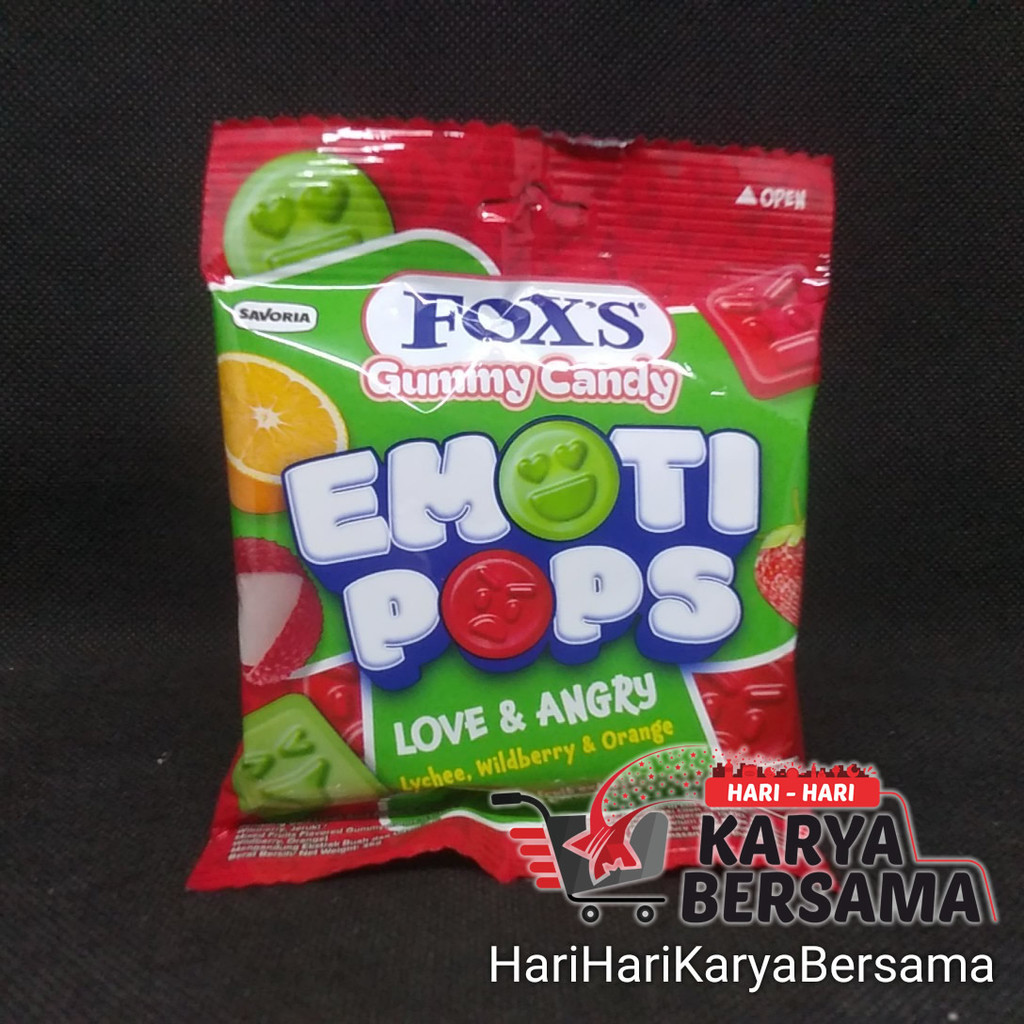 

MAKANAN RINGAN PERMEN FOX'S FOXS GUMMY CANDY EMOTI POPS LOVE & ANGRY 35GR