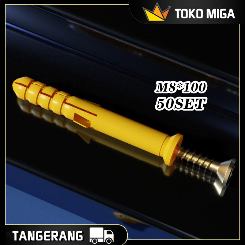 50Set M8 Sekrup Expansi Drywall Jangkar & Sekrup Beragam Jangkar Dinding Plastik & Sekrup Kepala Dat