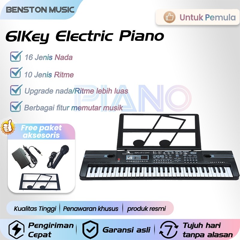 

Benston Music- organ elektronik multifungsi anak laki-laki dan perempuan pemula 61 kunci piano rumah bayi 3-6-12 tahun mainan musik