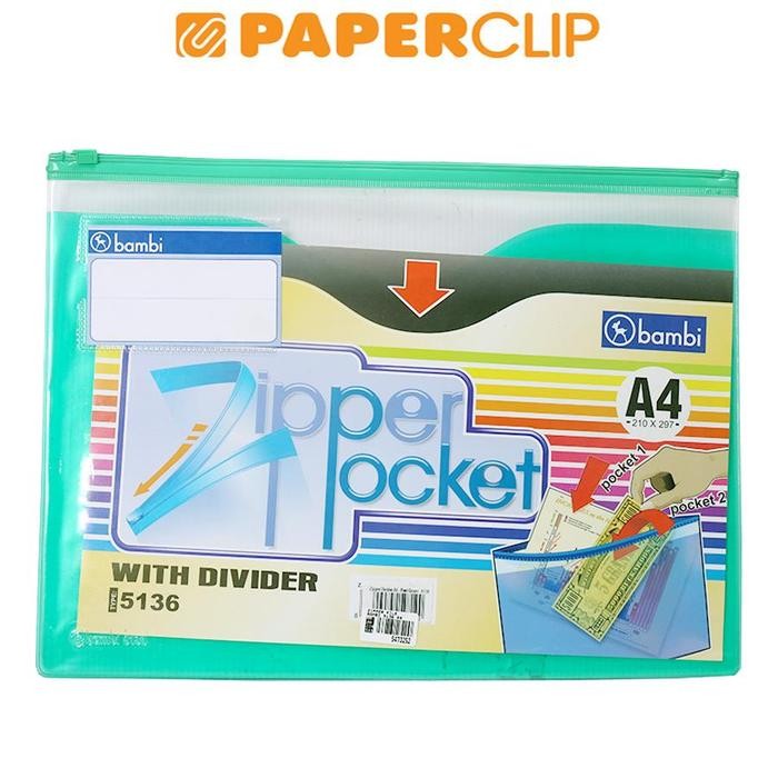 

MAP ZIPPER POCKET FILE BAMBI 5136 A4