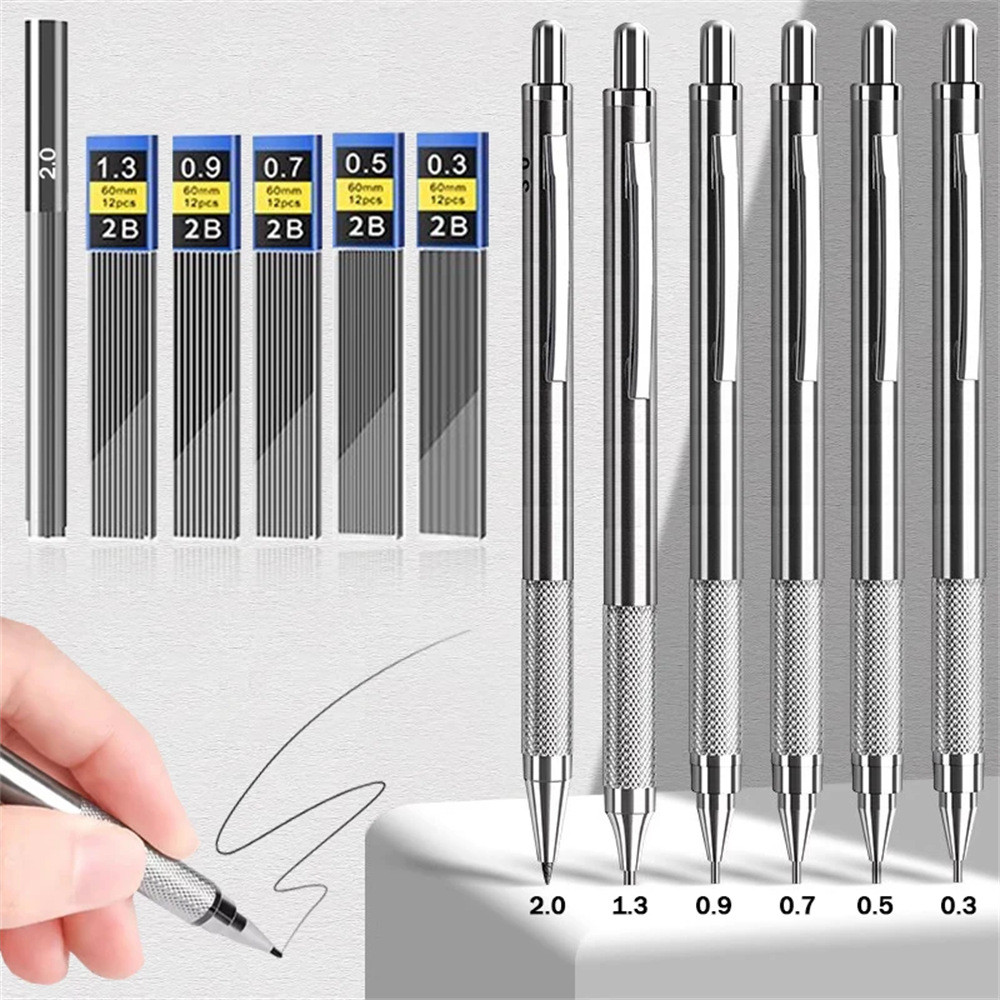 

Metal Pencil 0.5/0.7/0.9/1.3/2.0mm Automatic Pencil Mechanical Motion Pencil School Supplies