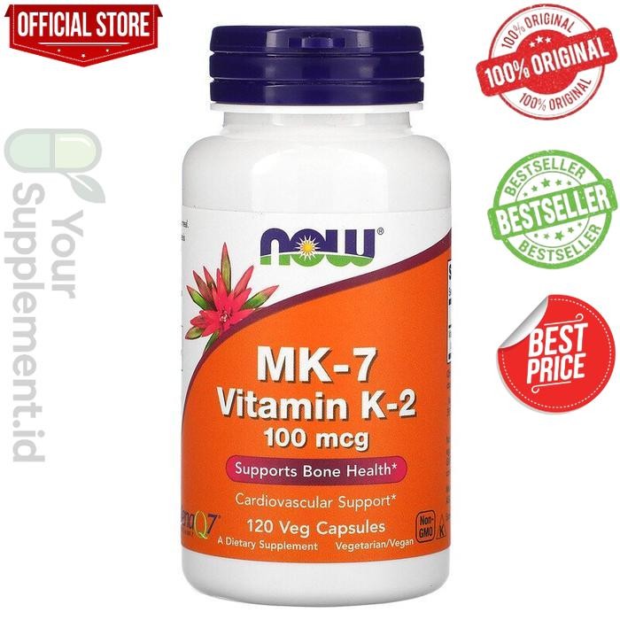 Now Foods MK-7 Vitamin K-2 100 mcg 120 Veg Capsules MK7 MK 7 K2 USA