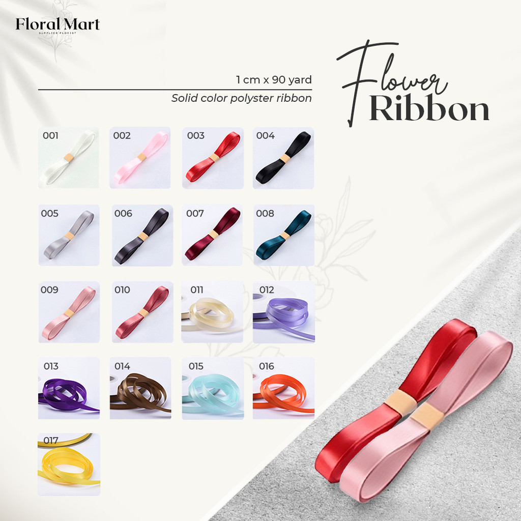 

Pita Polyester 1cm Premium Quality - Gift Ribbon Pita 1m Import Kado Bunga Buket Flower Bouquet Flory Mart
