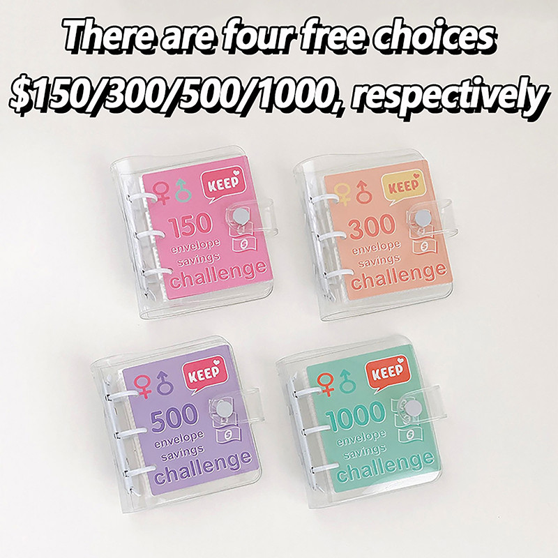 

PVC $1000 Money Savings Challenge Binder Button Closure Mini Budget Binder Envelope Savings Challenges Book Durable Portable
