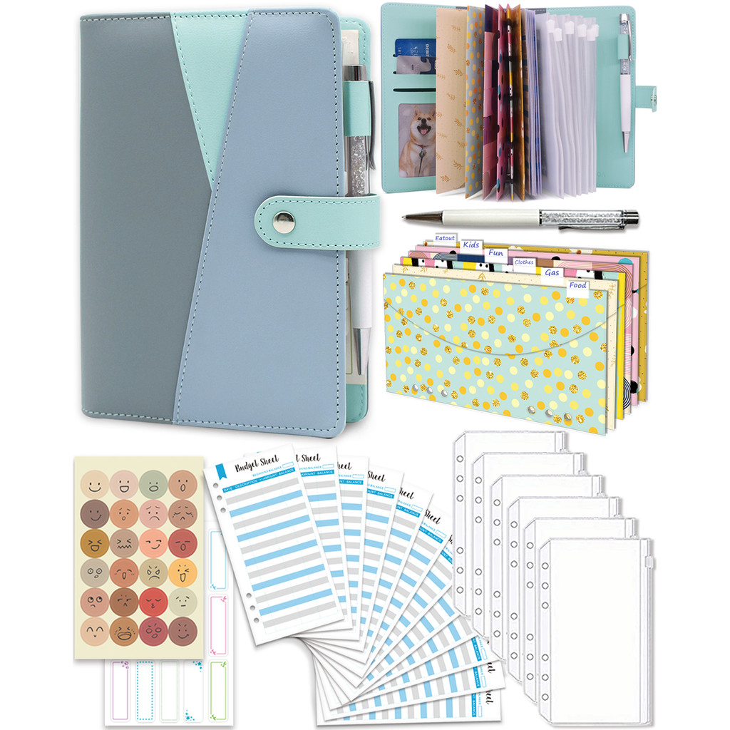 

Budget Binder with Zipper Envelopes, Cash Envelopes with Budget Sheets, PVC Pockets, Cash Envelopes, Stickers & Pen