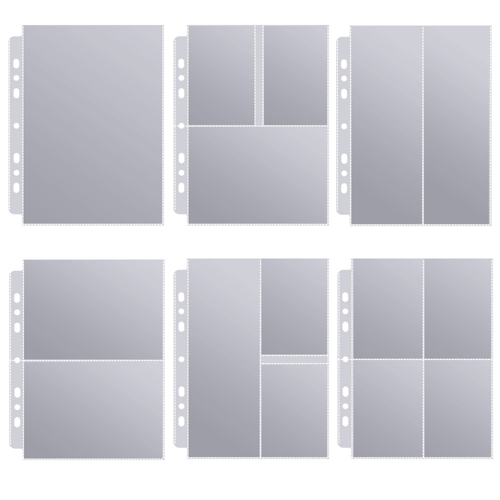 

A5 7-Hole Binder Refill Sheets 10pk Clear PP Sleeves Special 3-Pocket Design Universal High Clarity Photo Postcard Protectors