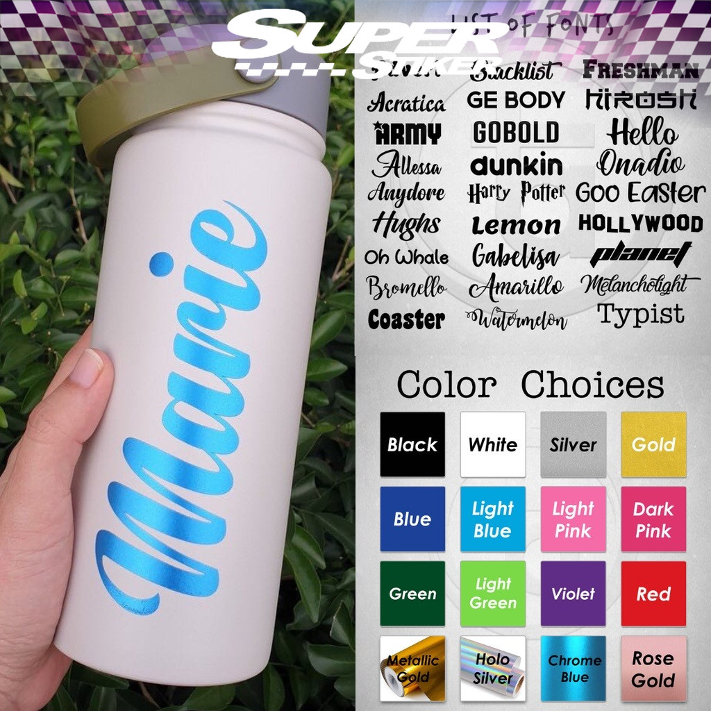 

sticker cutting Custom nama untuk tumbler dan hp