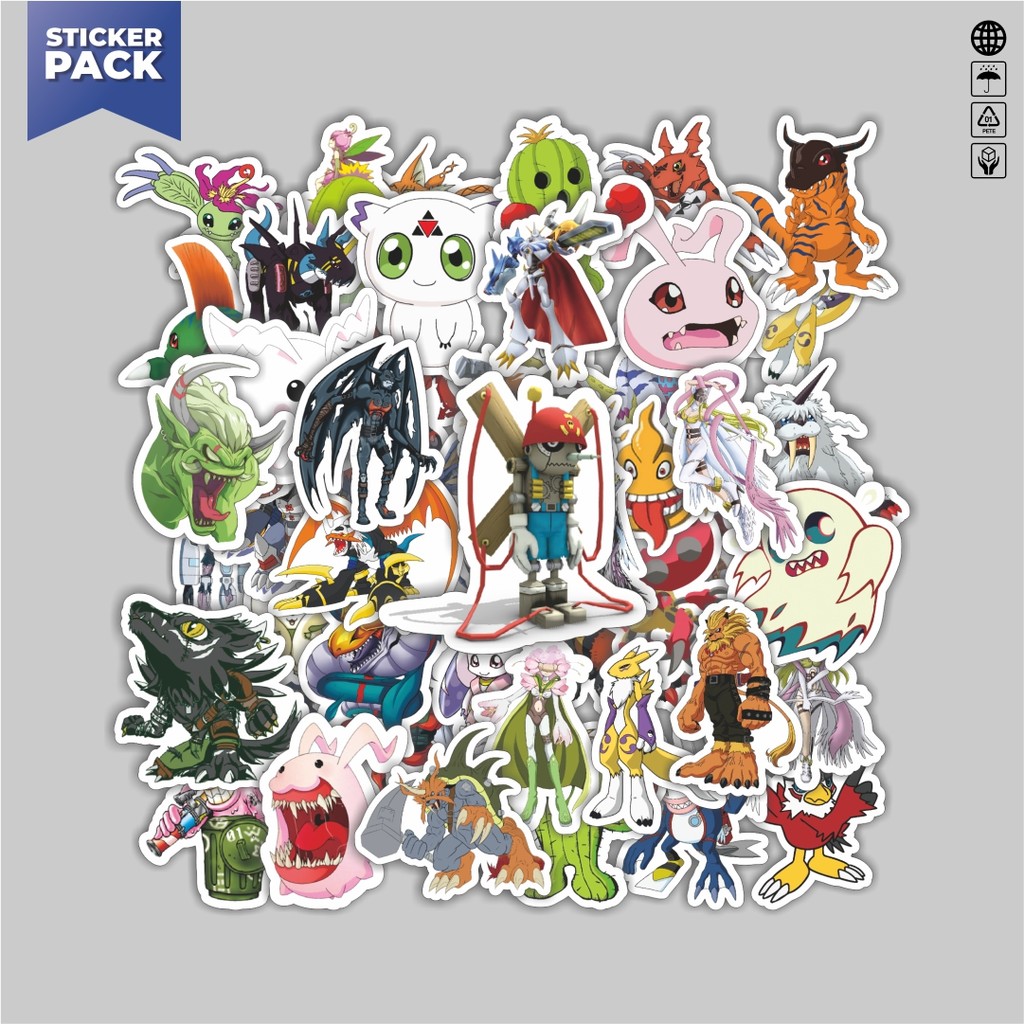 

[100PCS]Stiker Pack Stiker Anime Series Digimon Character Mix 3 Aesthetic Vinyl Anti Air Dekorasi Sticker Laptop Buku Journal Koper Helm Casing HP Gitar Helm Skateboard