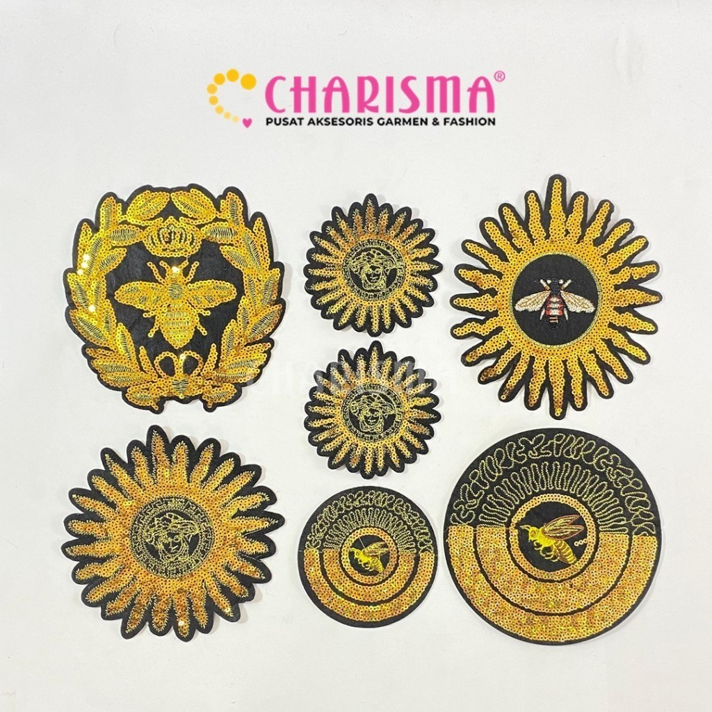 Charisma Aplikasi Payet Varian Motif / GOLD / Aksesoris Baju Tempelan Payet / Harga Per Pcs