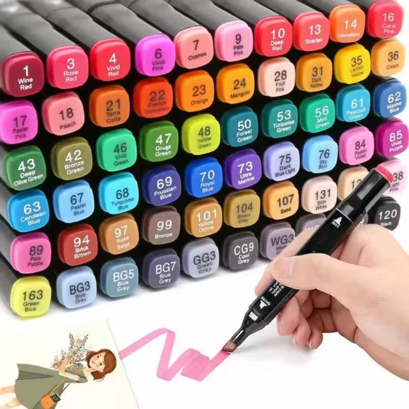 

24-80 color Kids Drawing Toys Double Headed Art Marker Pen Set Draw Sketching Alcohol Oily Based Markers Graffiti Manga Supplies