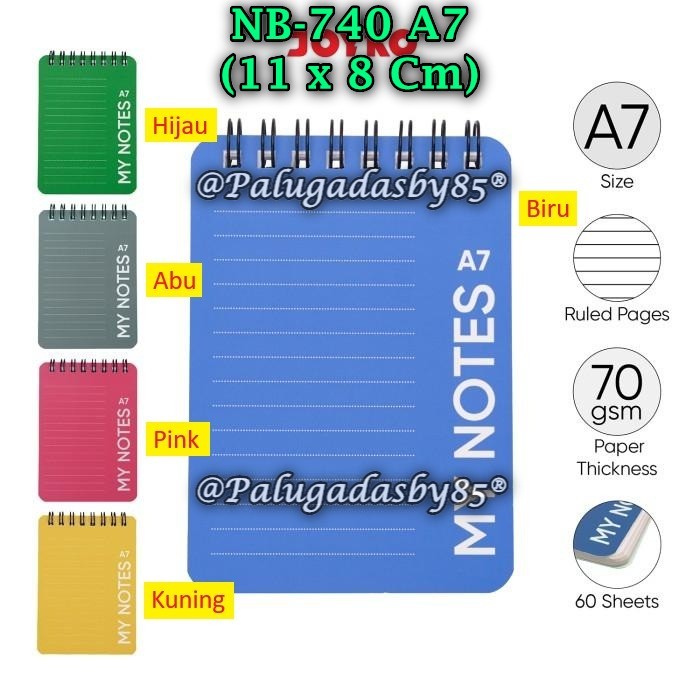 

(1 Biji) GROSIR Spiral Book JOYKO NB-740 A7 60 Lembar / Buku Catatan Bergaris Joyko NB-740 (1 Biji)