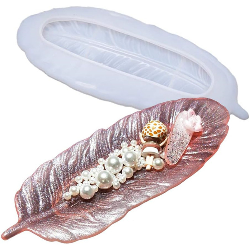 

Silicone Feather Shaped Mold Creative Epoxy Resin Casting Mold for Making Jewelry Tray Dishes Storage Decoration Resin Crafts