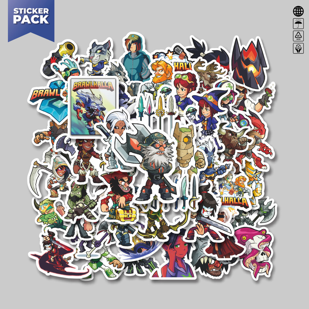 

[100PCS]Stiker Pack Stiker Game Series Brawlhalla Character Mix 1 Aesthetic Vinyl Anti Air Dekorasi Sticker Laptop Buku Journal Koper Helm Casing HP Gitar Helm Skateboard
