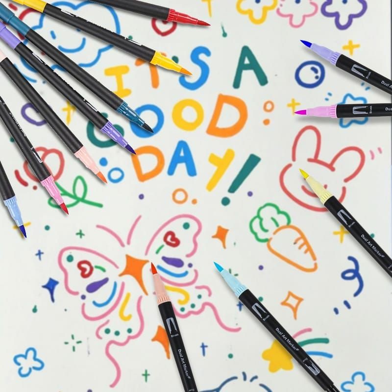 

Dual Tip Brush Color Pen Spidol Brush Pen 2 Tips Spidol Set Marker Drawing