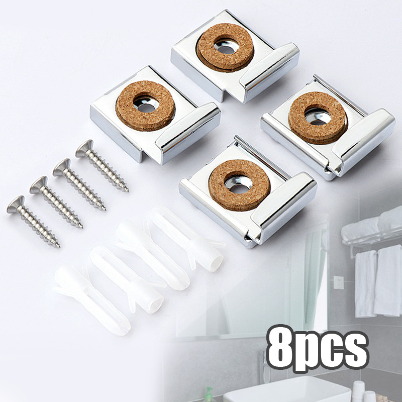 SIAP 8pcs Klem Kaca Cermin Dinding Jepitan Penjepit Kaca Cermin Dinding Klip Cermin Kaca Bulat Glass