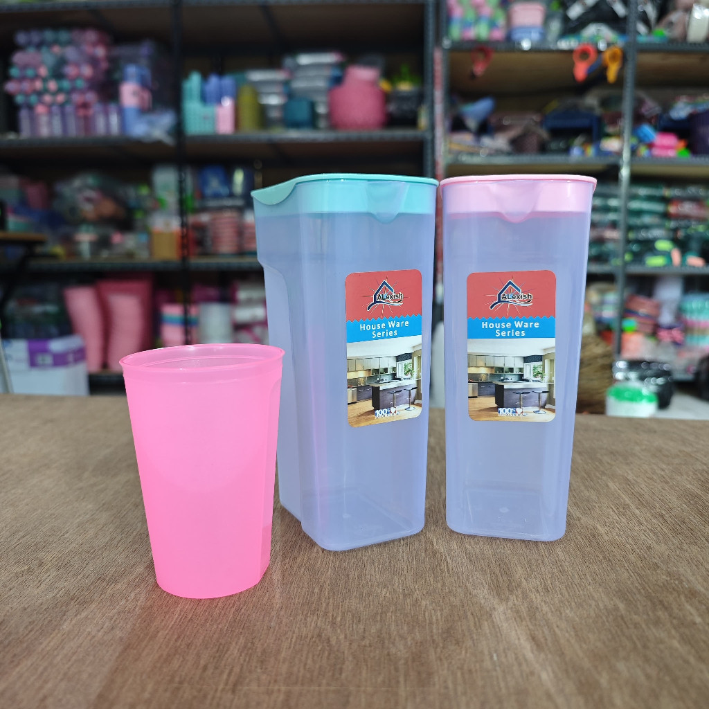 Dapat 2 pcs tempat air + GELAS   Tempat Air Kotak Serbaguna / Botol Minum Murah / Botol Minum Kulkas
