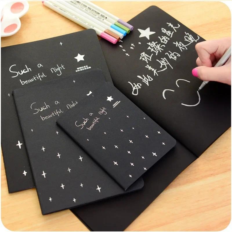 

Diary Notebook Black Paper Notebook Diary Notepad Sketch Graffiti Notebook for Drawing Painting Office School Stationery Gifts