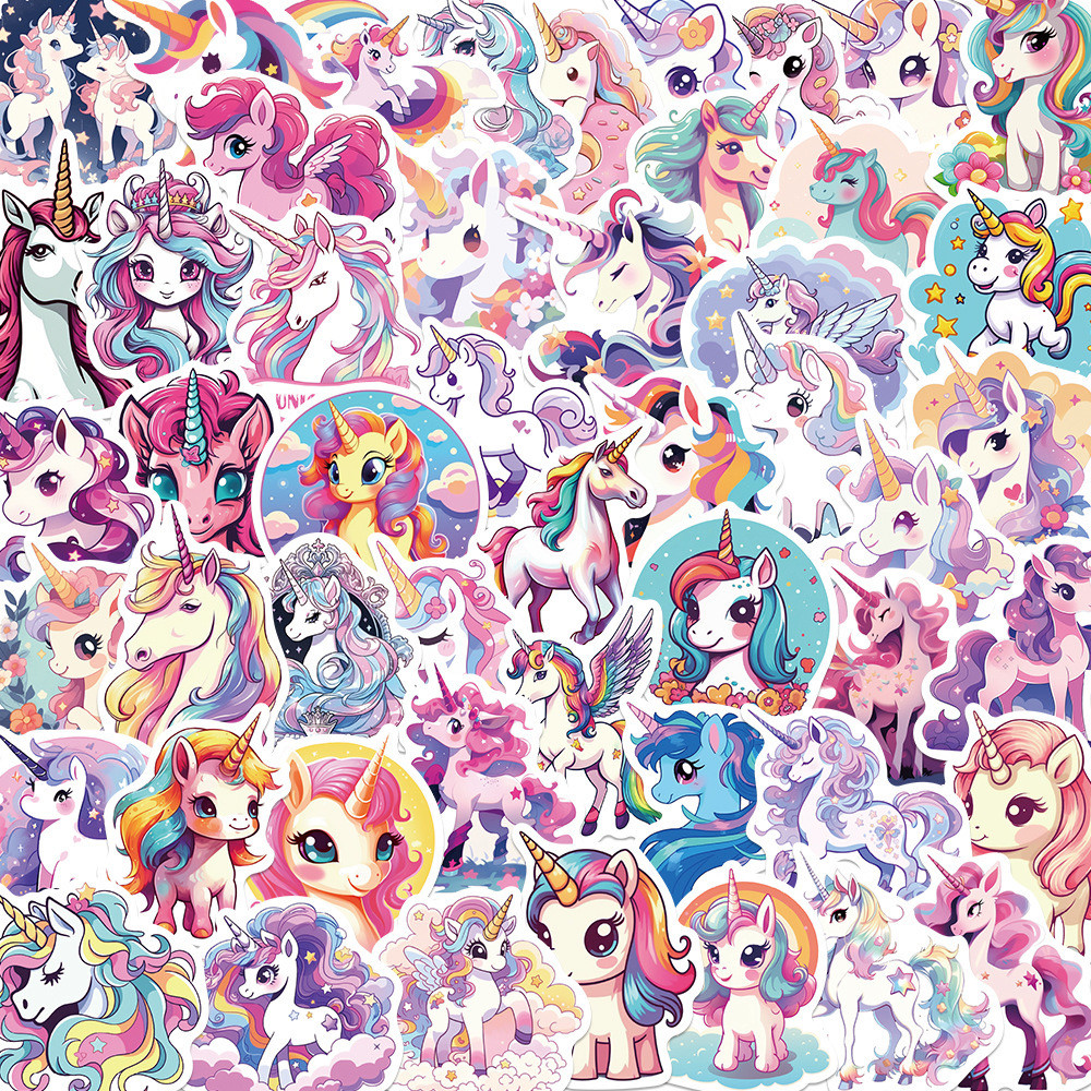 

10/50pcs Cartoon Cute Rainbow Unicorn Stickers Pack for Scrapbooking Laptop Travel Luggage Laptop Wall Car Decoration Decal