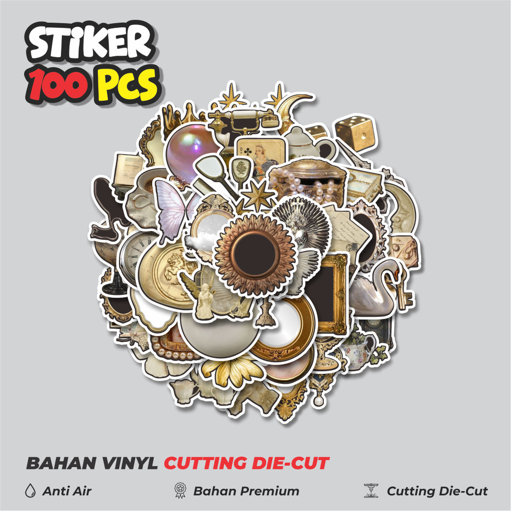 

Terbaru! 50 pcs Stiker Golden Royality Colored Retro Aesthetic Mix 1 Dekorasi Lucu Kreatif untuk Notebook, Skateboard, HP