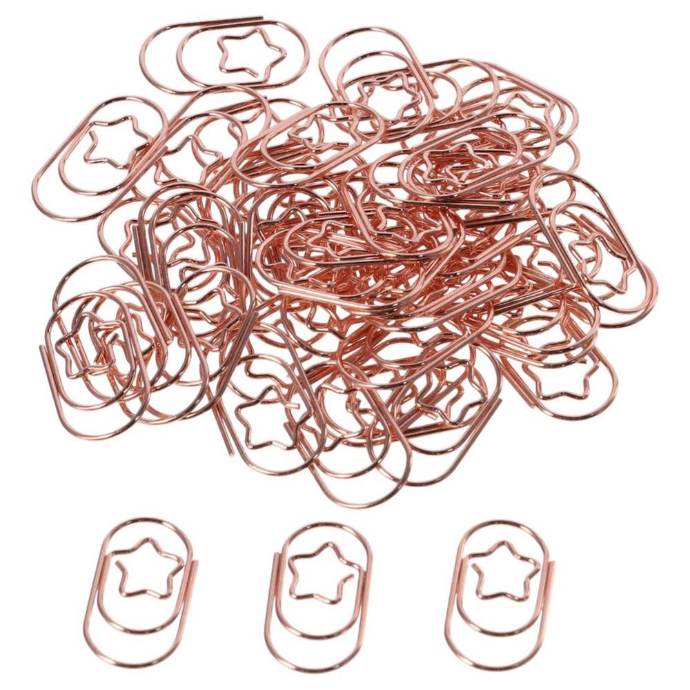 

50PCS Office Star Shaped Paper Clips Rose Gold Metal Bookmark Mini Binder Clips