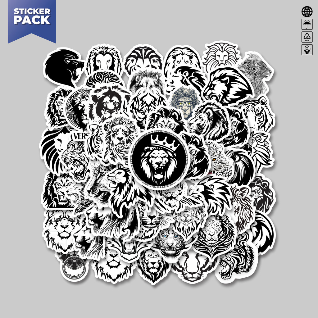 

[100PCS]Stiker Pack Stiker Black And White Big Cat Head Design Mix [Desain Kepala Kucing Besar Hitam Putih]Aesthetic Vinyl Anti Air Dekorasi Sticker Laptop Buku Journal Koper Helm Casing HP Gitar Helm Skateboard