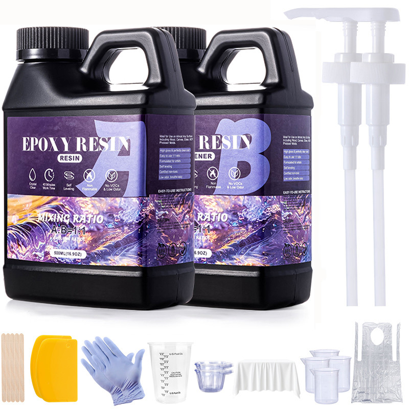 

1000ml 1:1 Crystal Clear Epoxy Resin Kit Fast Drying Art Resin Glue for Coating and Casting Craft DIY for Jewelry Making