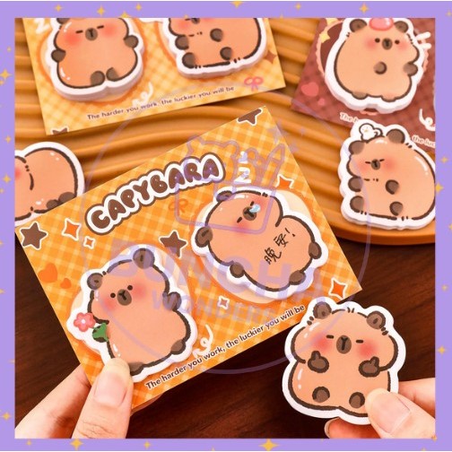

BW Sticky Note Set Karakter Kapibara Lucu Isi 60 Lembar Tempelan Catatan Memo Note Animal S-SN028