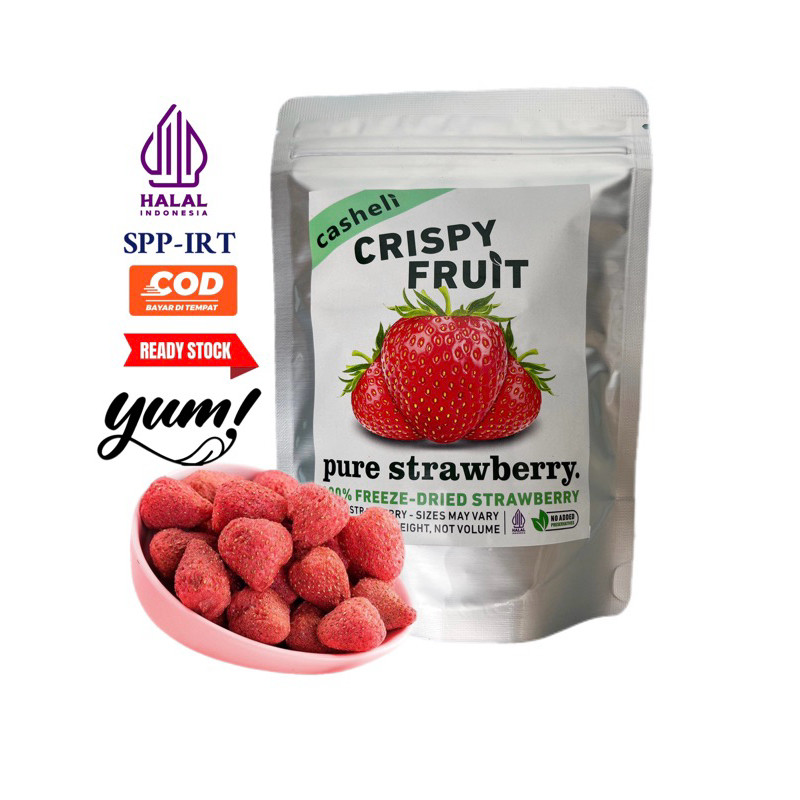 

casheli Stroberi Kering 30g Crispy Freeze-dried Premium Stroberi Snack Buah Asli