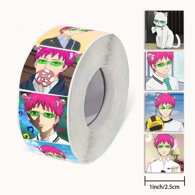 

500pcs/set Anime Saiki Kusuo Roll Sticker Ins Cartoon Cute Personality Anime Niche Decoration Seal Sticker Decoration Supplies