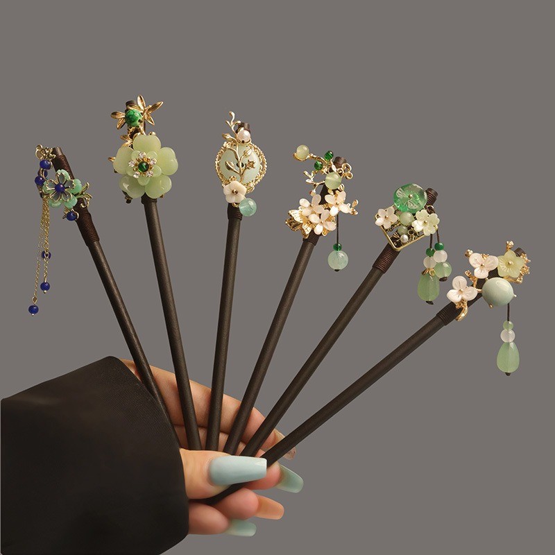 New Chinese Style Retro Palace Style Rocking Flower Hairpin Elegant Cheongsam Hanfu Coiled Hair Hair