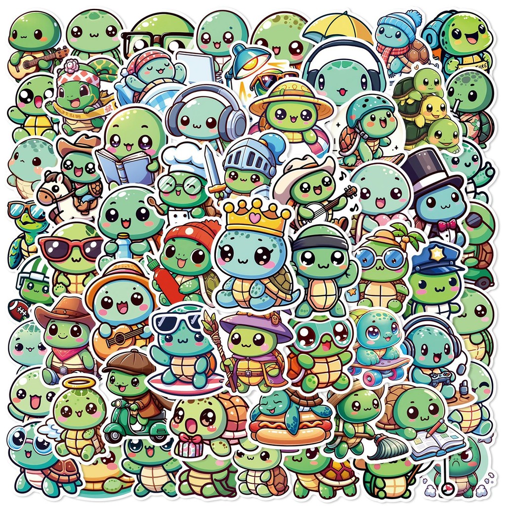 

60Pcs Cute Turtle Stickers Kawaii Sea Turtle DIY Stickers Scrapbooking Phone Luggage Skateboard Decorative Waterproof Decals