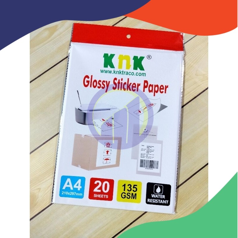 

(Pack=20Lbr) Kertas Foto Sticker Glossy KNK 135 Gsm Isi 20Lbr (Min. Order 3Pak)