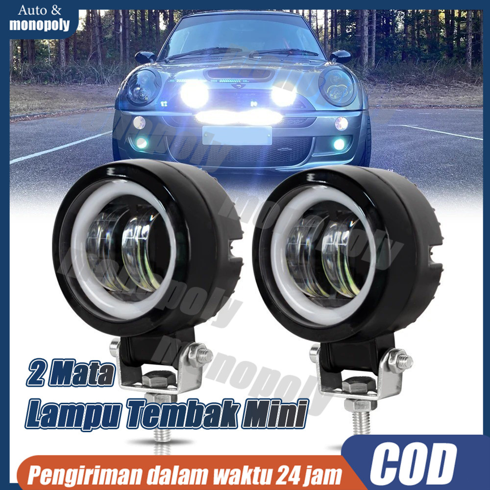 Led Owl Model Bulat Waterproof/Lampu Tembak Mini 2 Mata / Lampu LED Tembak Sorot Bulat 20 Watt 4D Mo