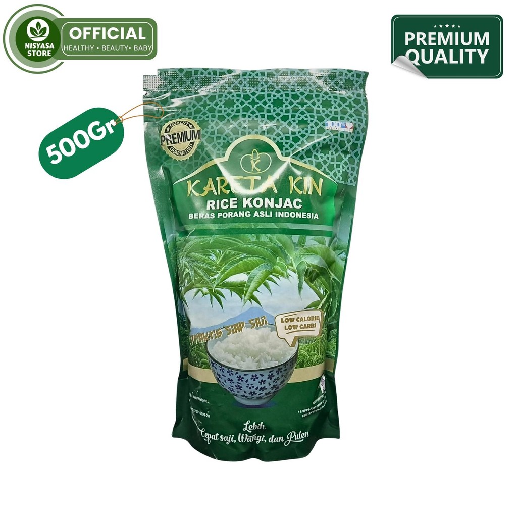 

Kareta Kin Premium Quality Beras Porang Kareta Kin 500gram Diet Rendah Kalori Zero Gula