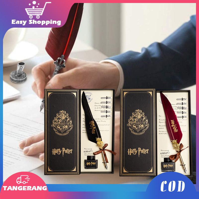 

Pena Bulu Harry Potter Vintage Box Set Kaligrafi Feather Quill Dip Pen Pena Kaligrafi Set Lengkap