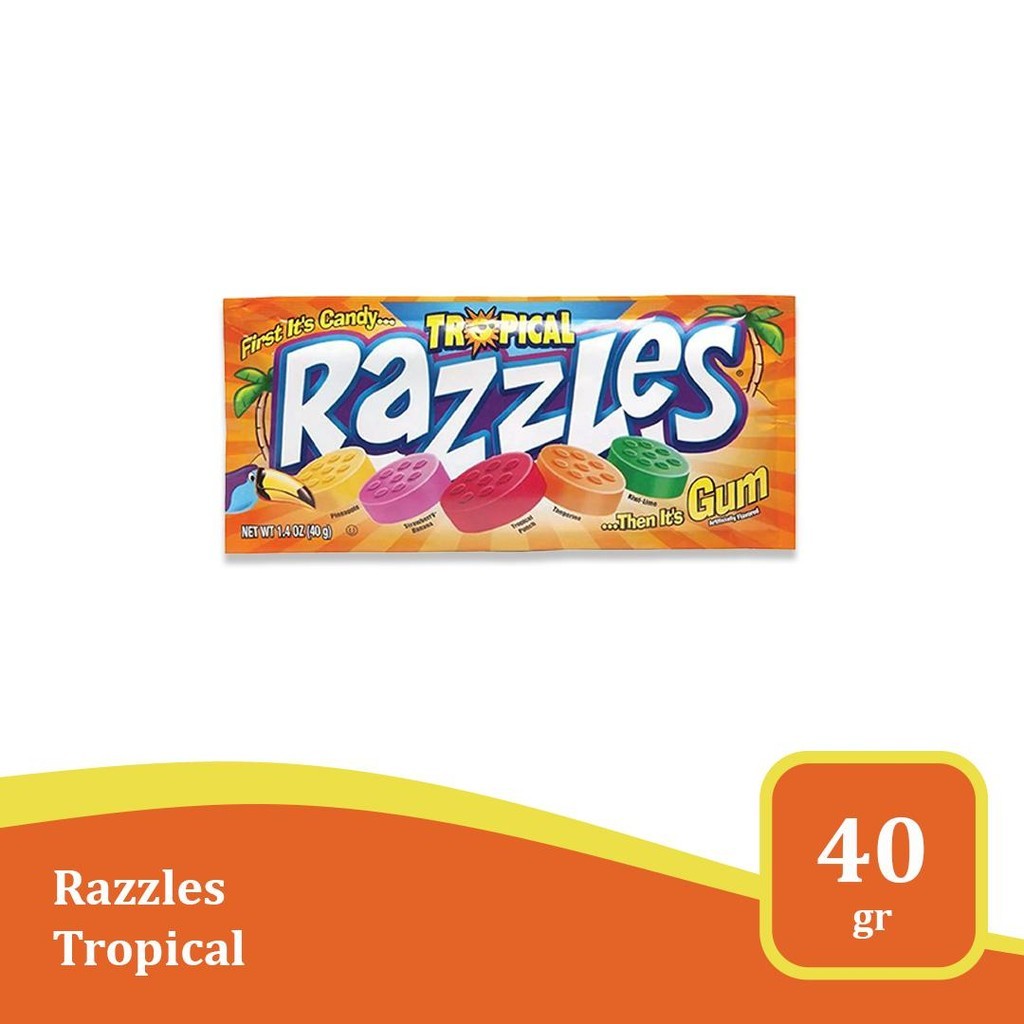 

Razzles Tropical 1.4 Oz - permen karet rasa buah import USA