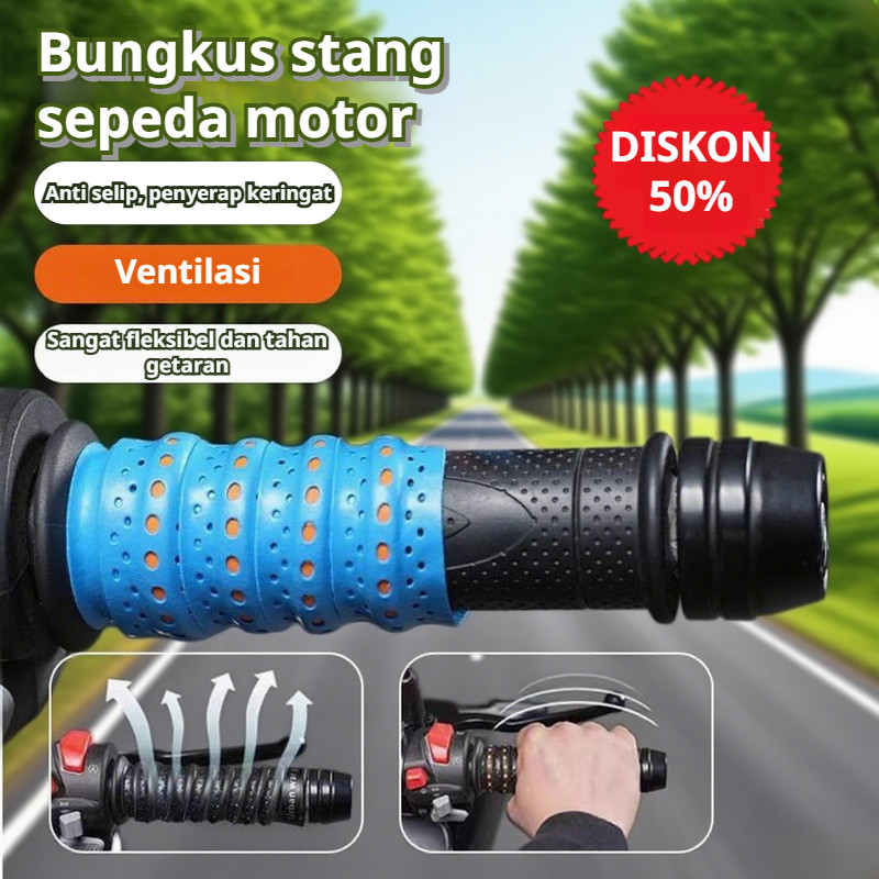 ⚡Tahan aus⚡Lem stang motor/lem stang silikon anti guncangan dan penyerap keringat/penutup stang anti