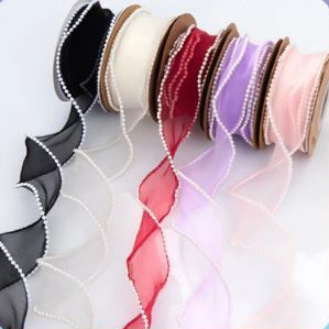 

Pita Organza Pearl 4CM / Chiffon Organza Pearl Pinggir Mutiara PT12