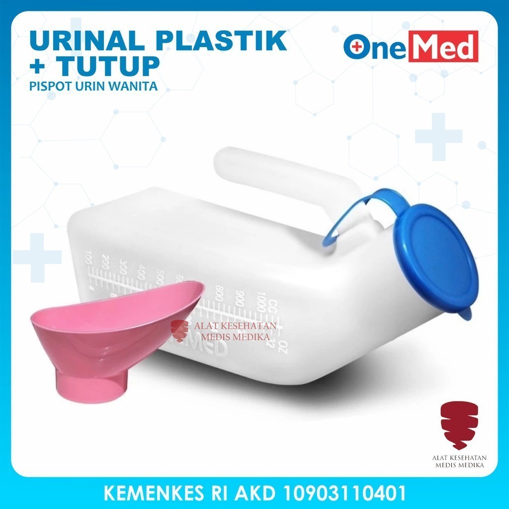 Pispot Urinal Perempuan dengan Tutup Tempat Buang Air Kecil Dewasa Wadah Pipis Kencing Urin Plastik 