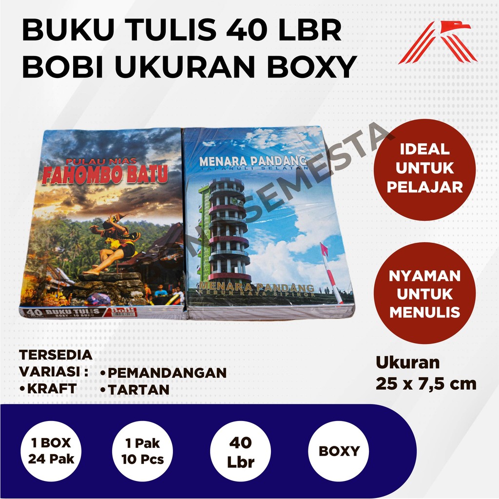 

Buku Tulis Bobi isi 40Lbr Boxy @10 Pcs