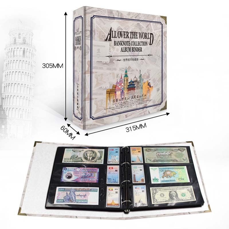 

All Over The World Banknotes Collection Album Binder PCCB Paper Book Label-type Collection Loose-leaf World Countries Labels