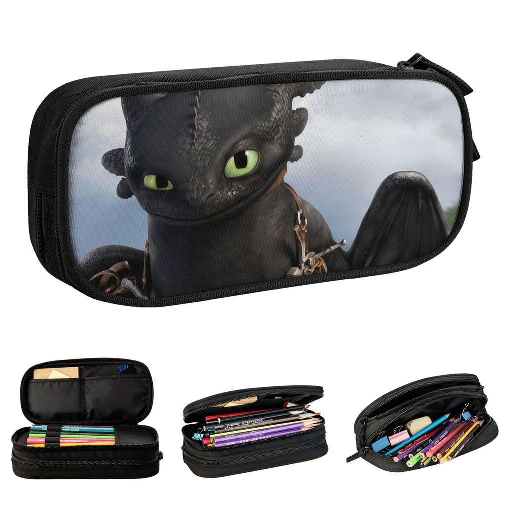 

Dragon Toothless Pencil Cases Pencilcases Pen Box Kids Large Storage Bags Students School Zipper Stationery