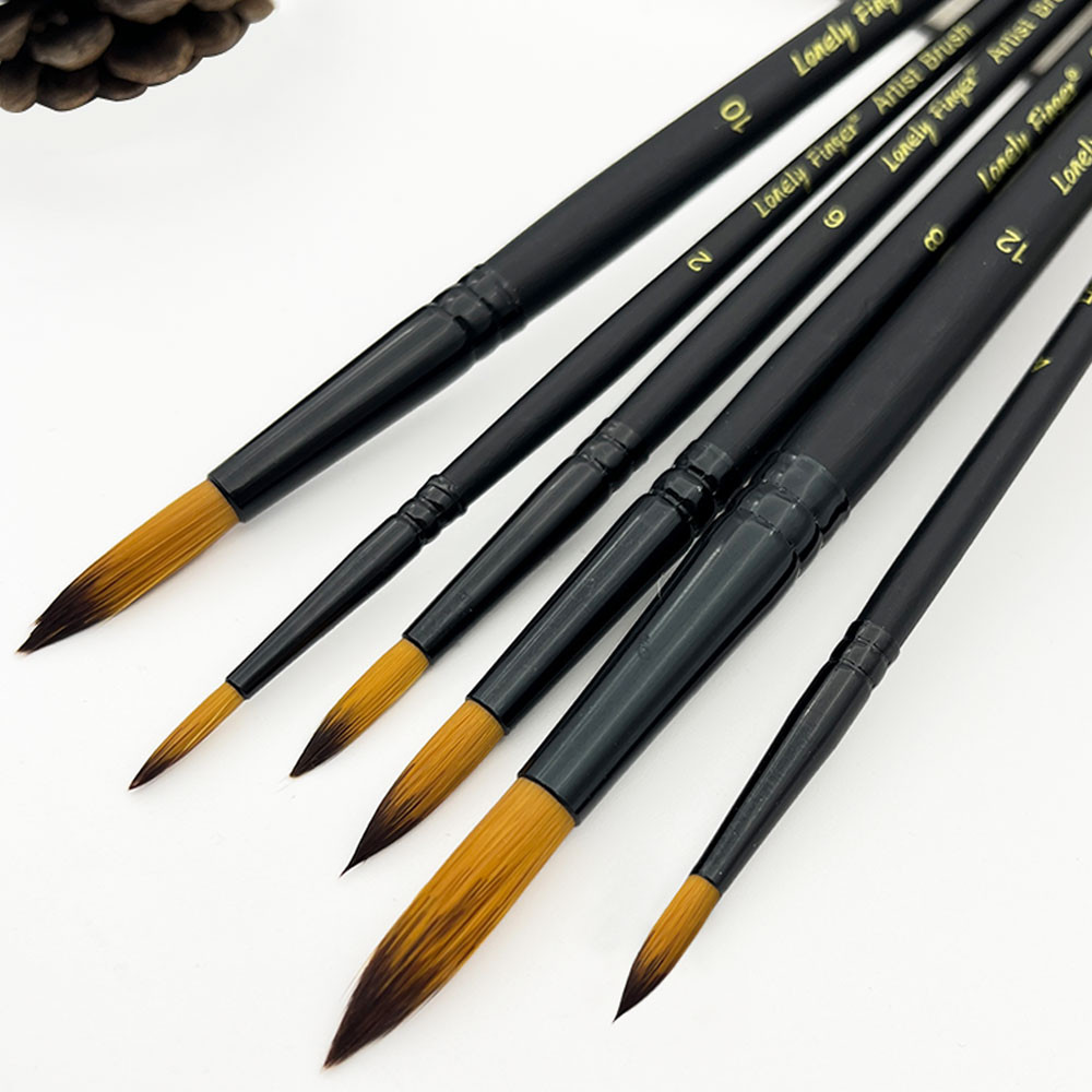 

6PCS Watercolor Paint Brushes, Round Tip Artist Painting Brush Set for Water Color, Acrylic Oil, Gouache, Ink, Detail, Rock