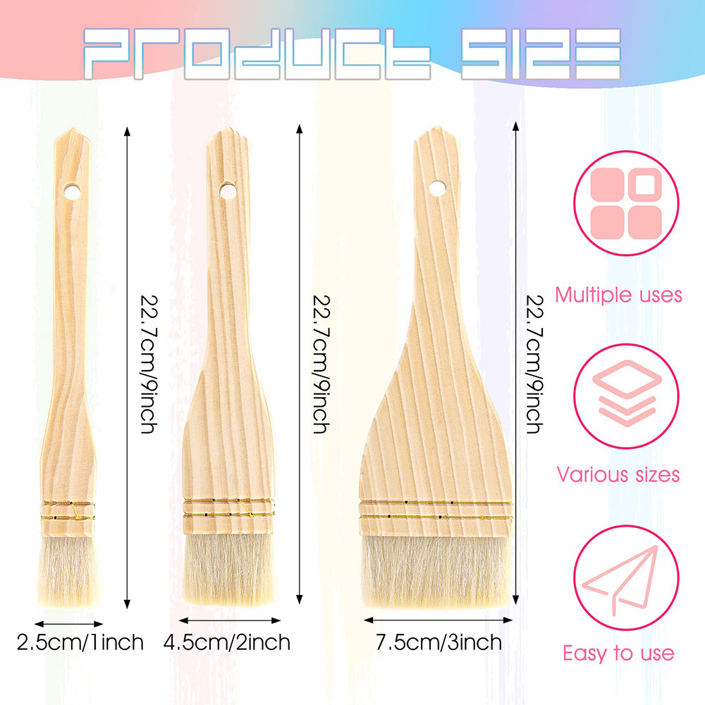 

1/3pcs Flat Hake Paint Brushes Artist Painting Brushes Sheep Hair Bristles Wash Brush for Watercolor Ceramic Pottery Painting