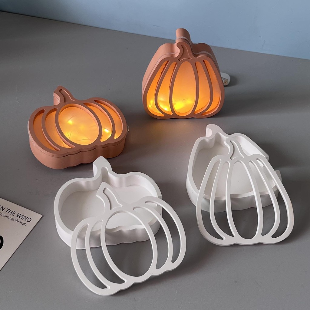 

Halloween Silicone Mold for Hollow Lightweight Pumpkin Ornaments, Epoxy Resin Mold DIY Candle Making, Reusable Craft Decor