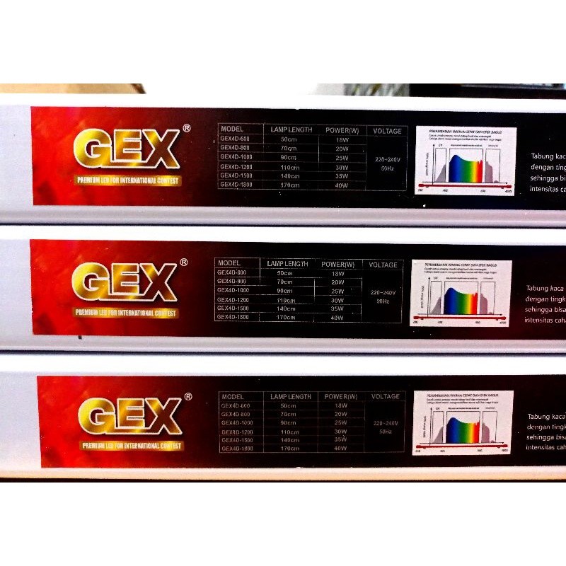 PROMO LAMPU AQUARIUM LED TANNING ARWANA GEX T8 4D-1200, 4D-1500, 4D-1800