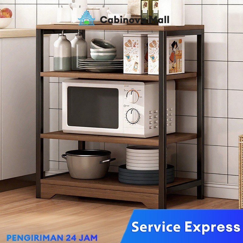 Rak Kabinet Rak Dapur Serbaguna Rak Buku Besi 3 Susun Rak Meja Kerja Rak Penyimpanan Bumbu Panci Ser