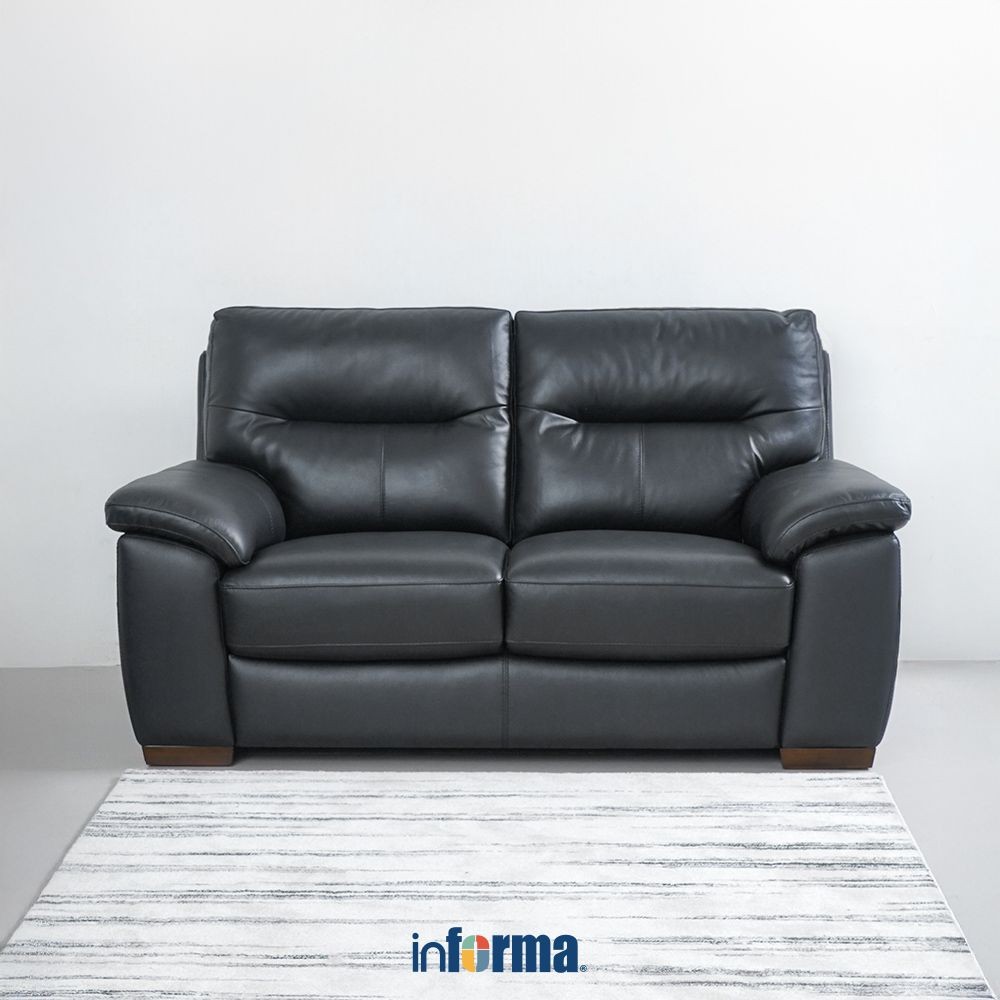 Informa Ferrara Fabian Sofa Kulit 2 Seater - Hitam Sofa Ruang Tamu Kursi Sofa Sofa Minimalis Kursi R