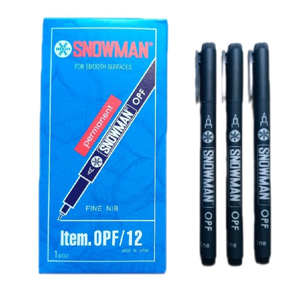 

( 1pcs )Spidol Permanen untuk permukaan halus kaca, keramik, besi ( Spidol Snowman OPF Fine NIB)
