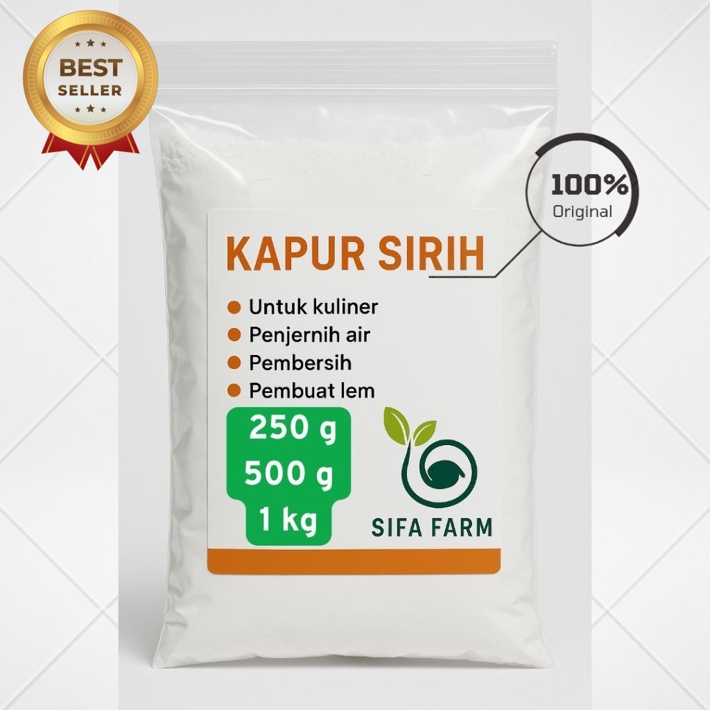

Kapur Sirih Food Grade Asli 100% Alami (Ca(OH)2)| Pengawet Buah | Serbuk Halus 500g / 1Kg